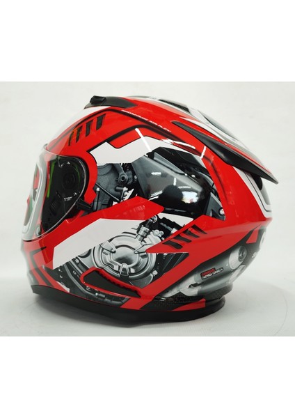 Kask Shiro Shadow Road Rider Black Red Güneş Vizörlü - Iridyum Vizör Hediye