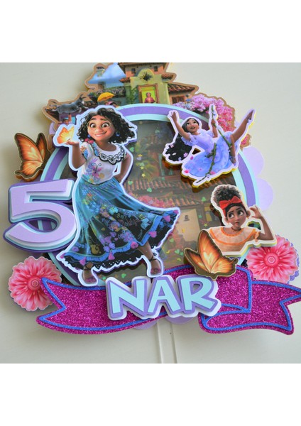 3D Pasta Süsü - Encanto Karakterleri Temalı - Kız Çocuk Doğum Günü Pasta Parti Süsü - Cake Topper (21X20CM) fiyatları