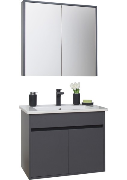 Dicle Tk. (Asma Alt+Üst+Lavabo) Antrasit 80 cm