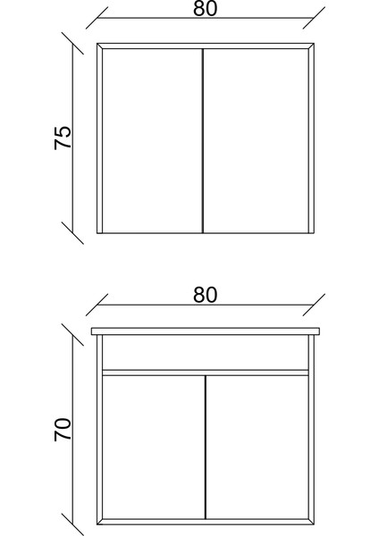 Dicle Tk. (Asma Alt+Üst+Lavabo) Antrasit 80 cm