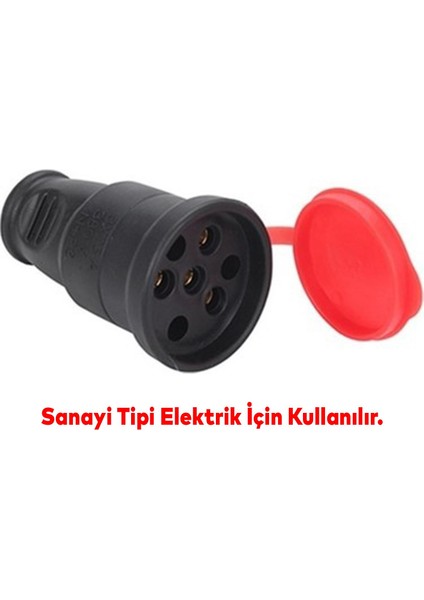 Sağlam Trifaze Kauçuklu Kablo Bahçe Dış Mekan Korunaklı Su Geçirmez Siyah Kapaklı Dişi Fiş Tek 16A