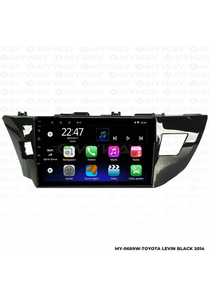 Toyota Levin Black Android 12 Multimedya Carplay 2gb RAM+32GB HDD Navigasyon Ekran