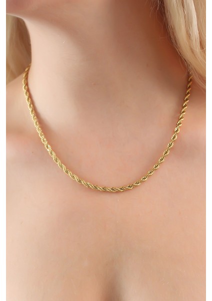 316L Çelik Gold Renk Burgu Model Kadın Kolye