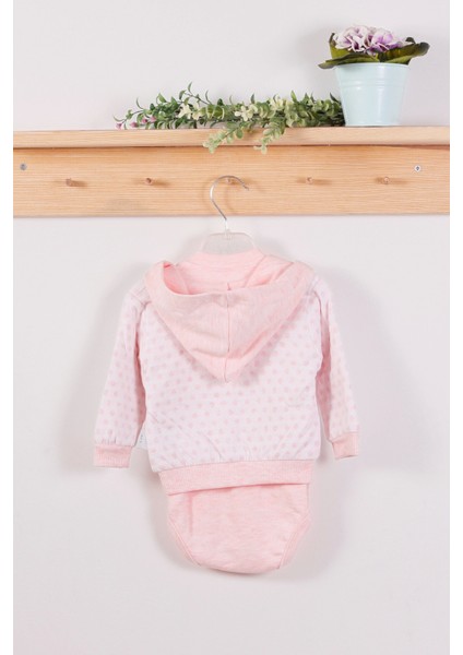 Puan Desenli Kapişonlu Pamuk 3'lü Kız Bebek Takım fiyatları