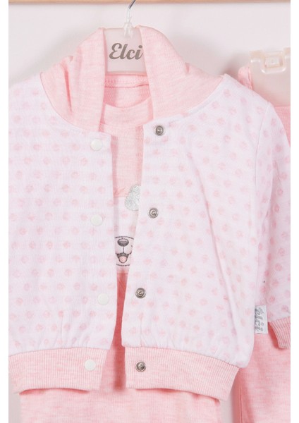 Puan Desenli Kapişonlu Pamuk 3'lü Kız Bebek Takım modelleri