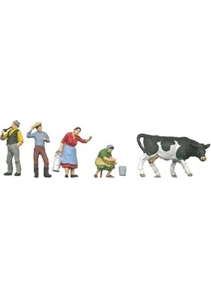 10044 1/87 Ölçek, Çiftçi, Boyanmış Plastik Figürleri, 6 Adet