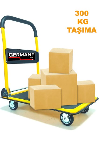 Katlanır Sap Koli Yük Çuval Paket Taşıma El Arabası 4 Tekerlek Platformlu Taşıma Arabası Max 300 kg
