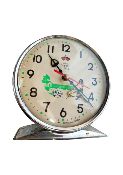 Kurmalı Antika Nostaljik Tavuklu Civcivli Masa Saati