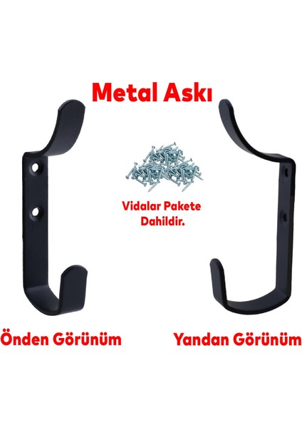 Metal Portmanto Vestiyer Duvar Dolap Elbise Askısı Siyah Mobilya Kapı Askılığı Aparatı