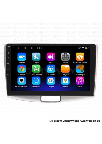 Volkswagen Passat B7 Android 12 Multimedya Carplay 2gb RAM+32GB HDD Navigasyon Ekran