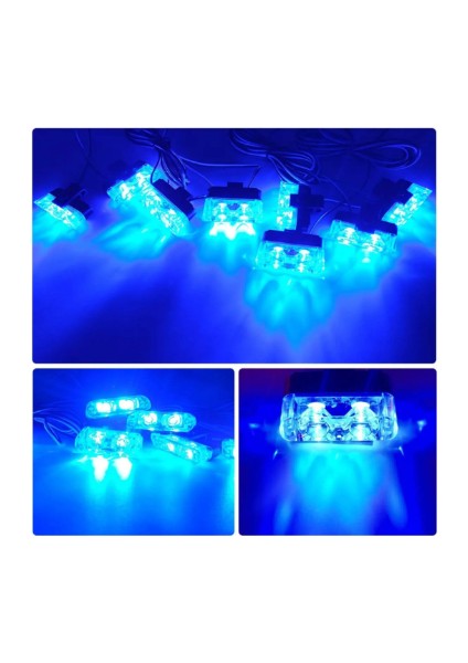 Flaş LED Çakarlı Kırmızı-Mavi 12V 8 LED Panjur Arası 2x4