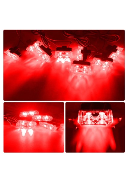 Flaş LED Çakarlı Kırmızı-Mavi 12V 8 LED Panjur Arası 2x4