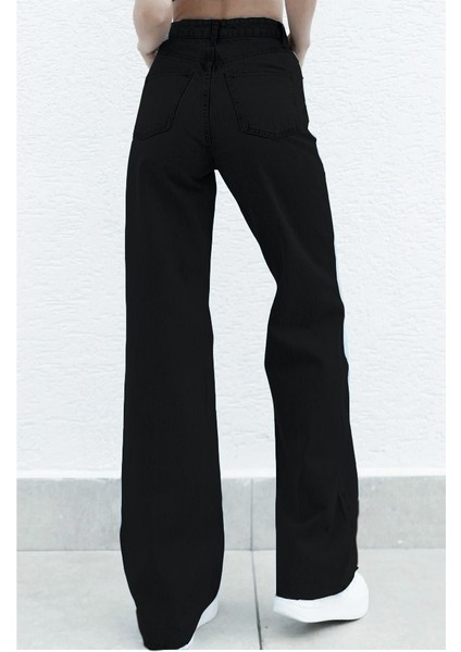 Siyah Boyfrind Bol Paça Kot Pantolon modelleri