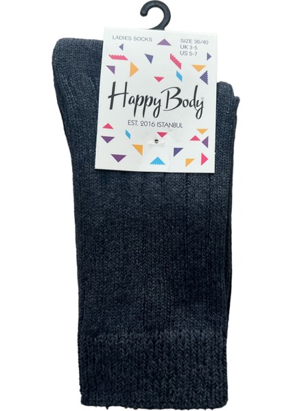 Happybody (Art..: 37283) 2 Çift Sıkmayan Soft Lastik Pamuk Viskon Kalın Kadın Çorap Yıkamalı