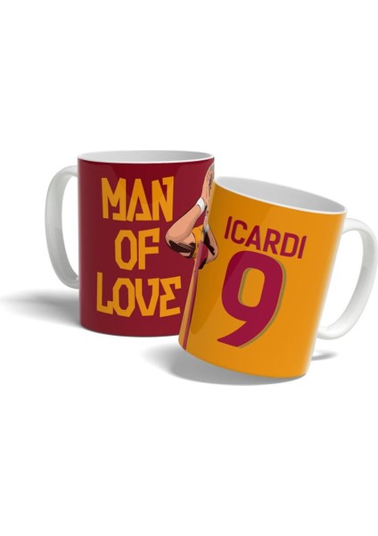 Icardi 'man Of Love' Sarı Kırmızı Tasarım Baskılı Kupa Bardak