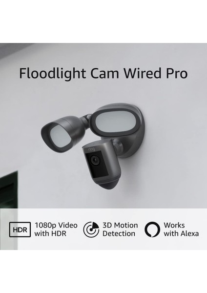 Floodlight Cam Wired Pro Kuş Bakışı ve 3D Hareket Algılama, Grafit