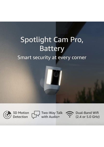 Spotlight Cam Pro, Batarya - 3D Hareket Algılama, Iki Yönlü Konuşma