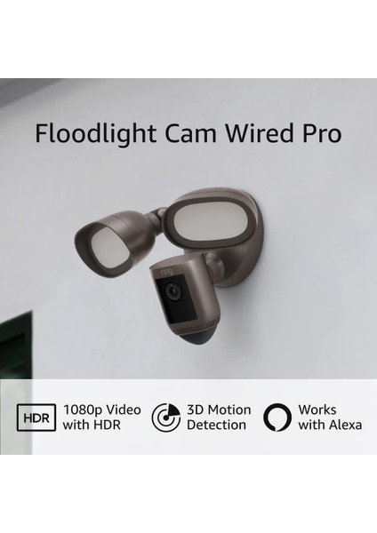 Floodlight Cam Wired Pro Kuş Bakışı ve 3D Hareket Algılama, Bronz