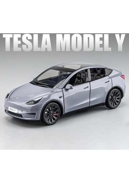 Tesla Model Y 1:24 Silver Gri Maket Araba