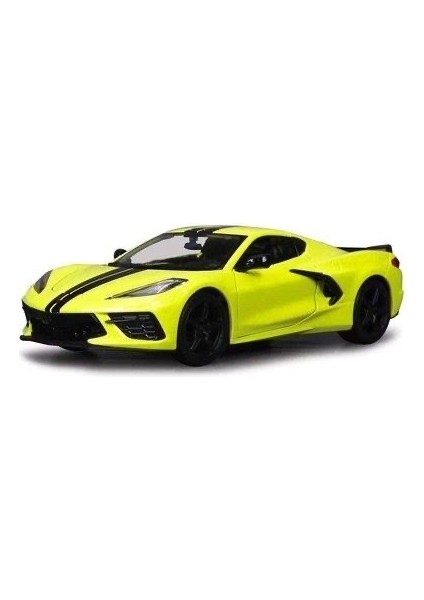 Corvette C8 1:24 Sarı Metal Maket Araba Birebir Orjinal