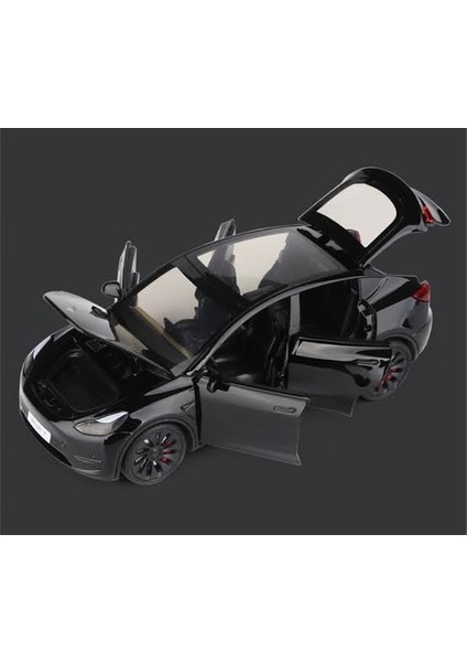 Tesla Model Y 1:24 Birebir Siyah Isikli Maket Model Araba