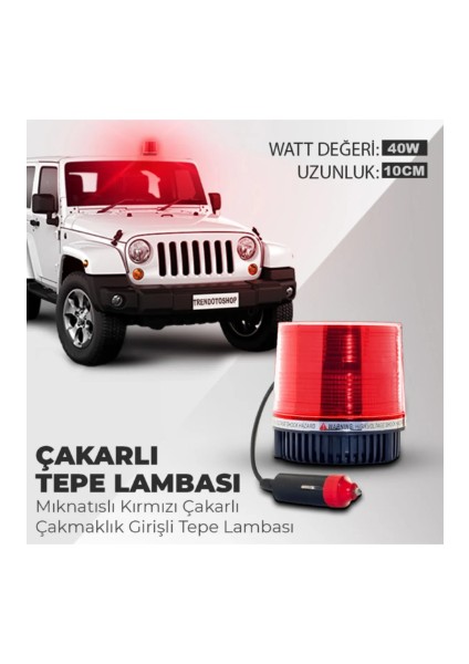 Iknatıslı Çakarlı Tepe Lambası Çakmaklık Soketli