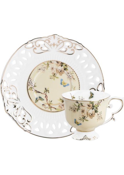 Sarı Işlemeli Tek Kişilik Türk Kahvesi Fincanı