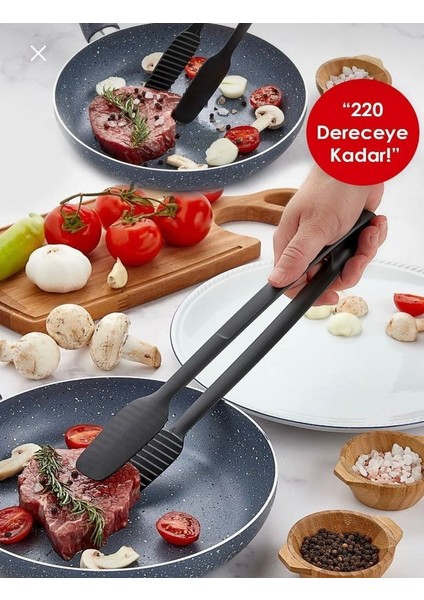 Servis ve Izgara Maşası Teflon Yanmaz Yapışmaz Çizmez