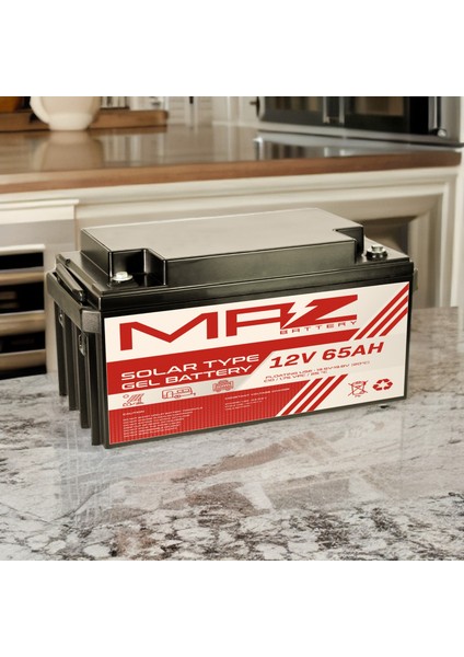 12 Volt 65 Amper (Ah) Solar Jel VRLA Akü (Yeni Üretim)