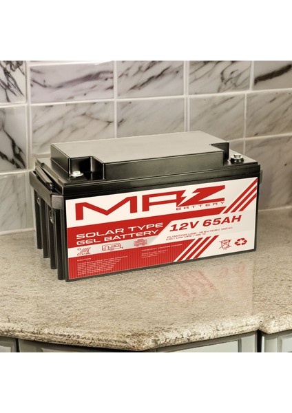12 Volt 65 Amper (Ah) Solar Jel VRLA Akü (Yeni Üretim)