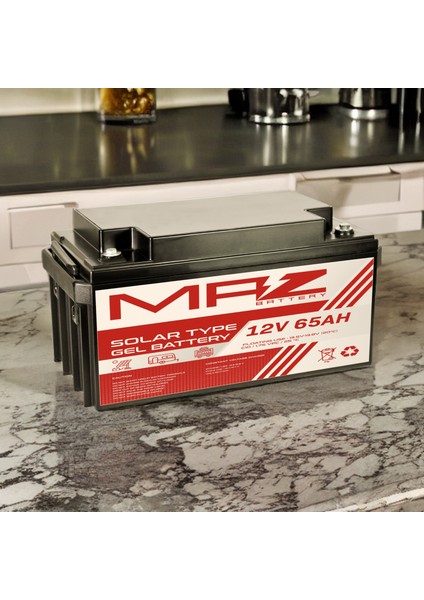 12 Volt 65 Amper (Ah) Solar Jel VRLA Akü (Yeni Üretim)