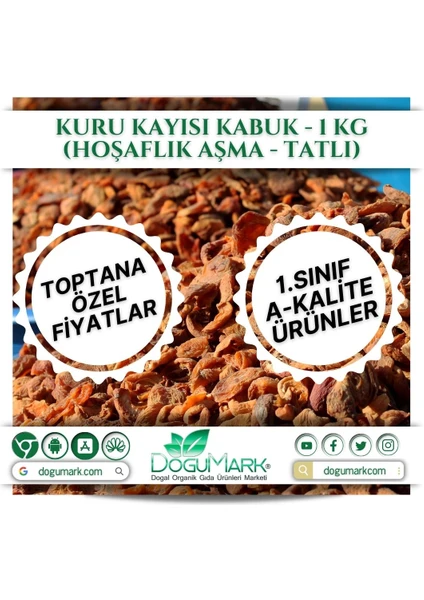 Doğu Mark Kuru Kayısı Kabuk - 1 kg (Hoşaflık Aşma - Tatlı)