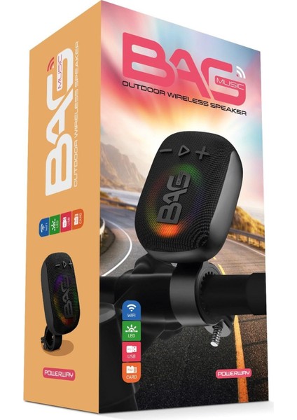 Bisiklet Uyumlu Gidon Kemer Aparatlı Bluetooth Hoparlör Siyah