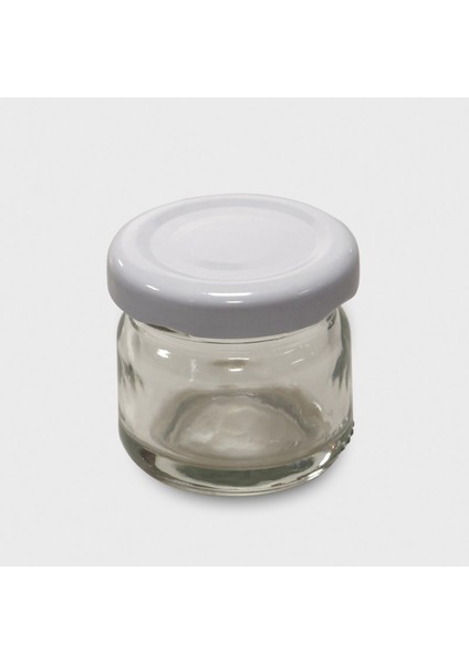 20 Adet 29 cc Beyaz Kapak Mini Cam Kavonoz Parti-Nikah-Numune-Hobi