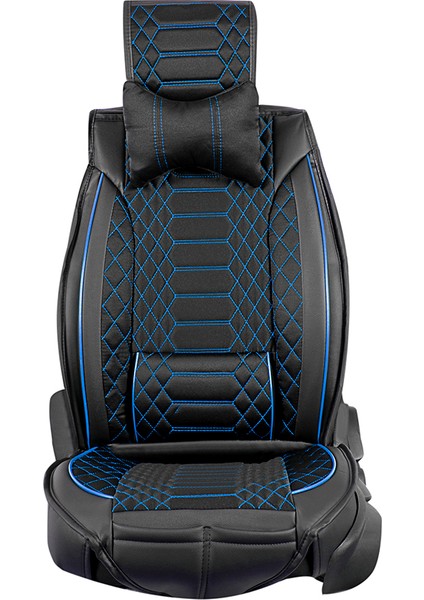 geely Familia Lüx Deri Oto Koltuk Kılıfı Ön Arka Takım (Royal) Siyah Mavi indirimleri