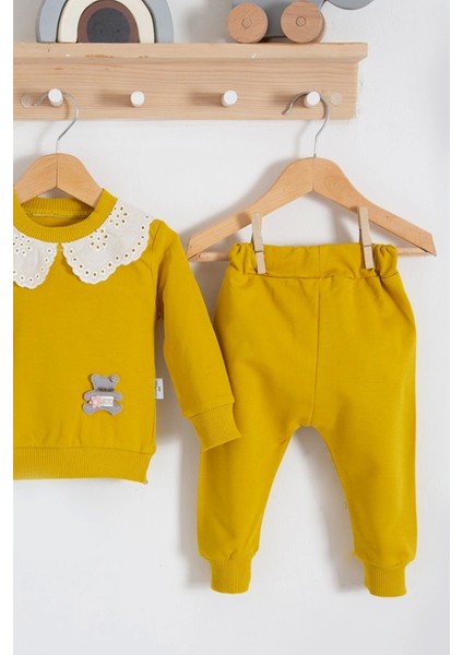 Dantel Yakalı Pamuklu 2'li Kız Bebek Takımı modelleri