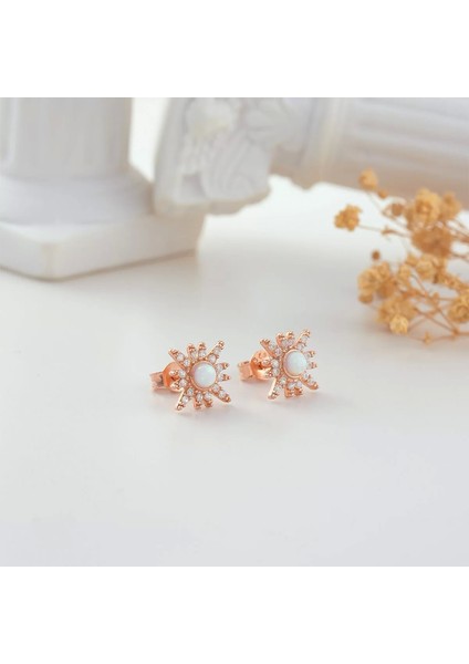 925 Ayar Gümüş Incili Kutup Yıldızı Küpe Rose Gold modelleri