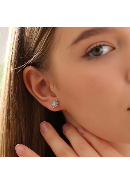 925 Ayar Gümüş Opal Taşlı Kutup Yıldızı Küpe Silver fiyatları