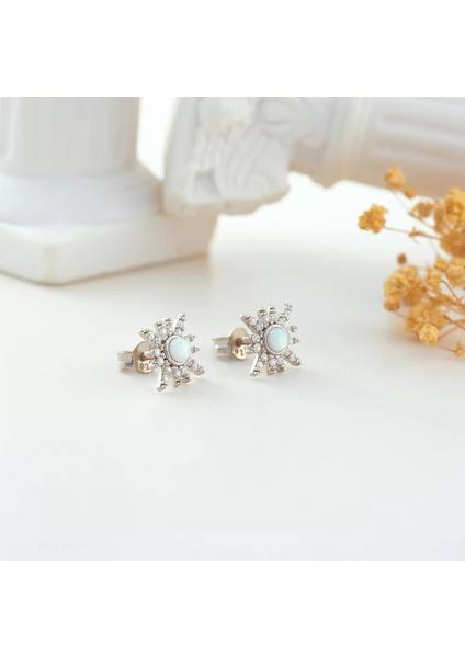 925 Ayar Gümüş Opal Taşlı Kutup Yıldızı Küpe Silver modelleri