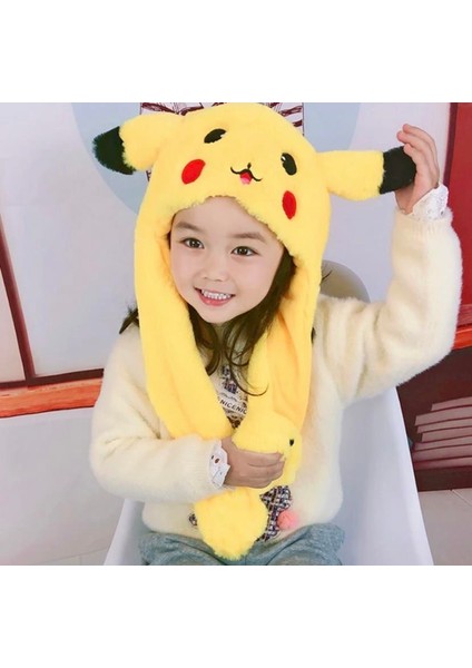 Pokemon Pikachu Hareketli ve Işıklı Peluş Şapka