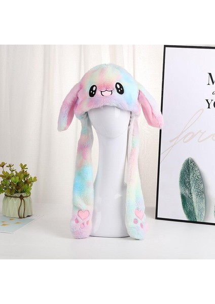 Işıklı Oynar Kulaklı Peluş Kawaii Figürlü Şapka Rainbow Rengarenk