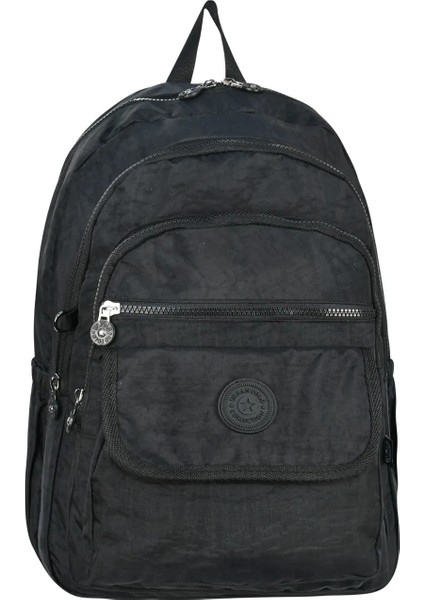 Orjinal Optizon Polo Çok Bölmeli Kız Okul Çantası Krinkıl Su Geçirmez Kumaş Mega Boy Siyah Renk