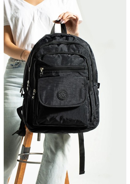 Orjinal Optizon Polo Çok Bölmeli Kız Okul Çantası Krinkıl Su Geçirmez Kumaş Mega Boy Siyah Renk indirimleri