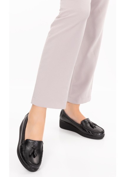 ARTI ARTI AYAKKABI ARTI-ARTI001-7475-501 Deri Ortopedik Kadın Bağsız Siyah Roc Ayakkabı