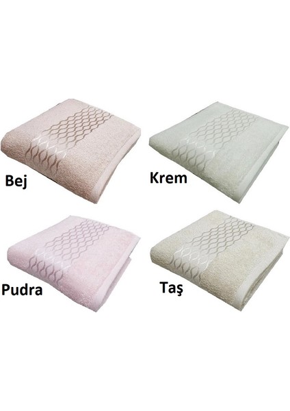4 Adet Pamuklu El-Yüz Havlusu (50X80)-ELISSA Bej+Pudra+Krem+Taş