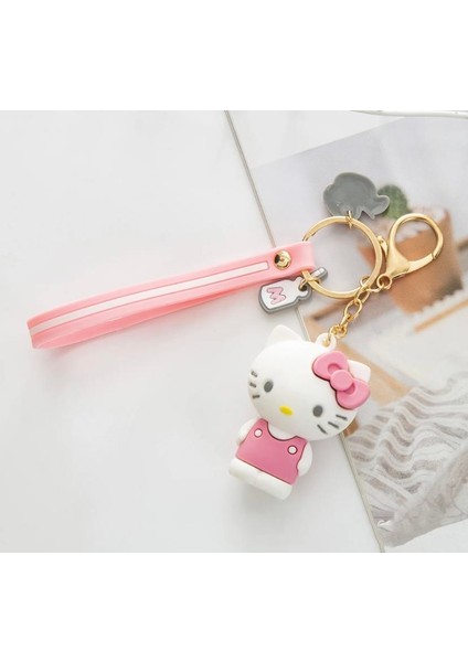 Hello Kitty Pon Ponlu Silikon Anahtarlık