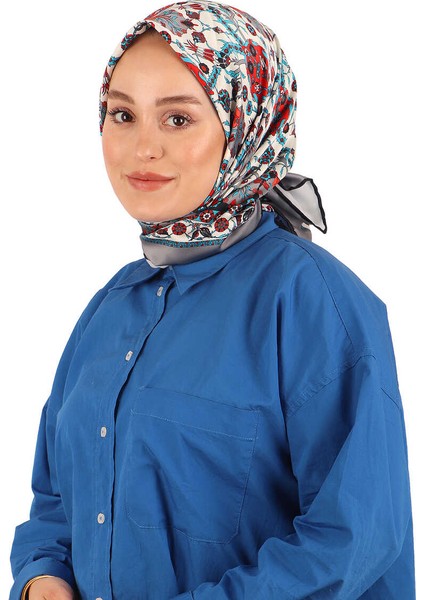 Gri Çini Lale Desen Ipeksi Eşarp fiyatları