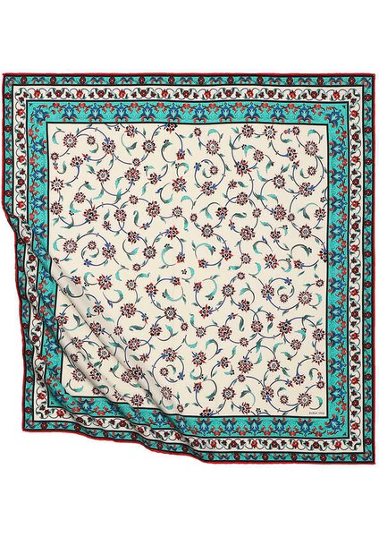 Mint Kır Çiçeği Desen Ipeksi Eşarp