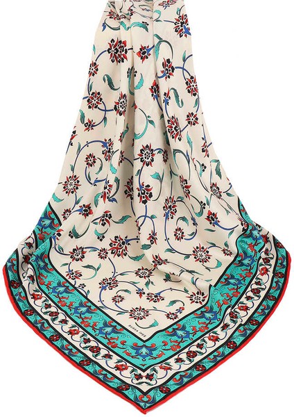 Mint Kır Çiçeği Desen Ipeksi Eşarp modelleri