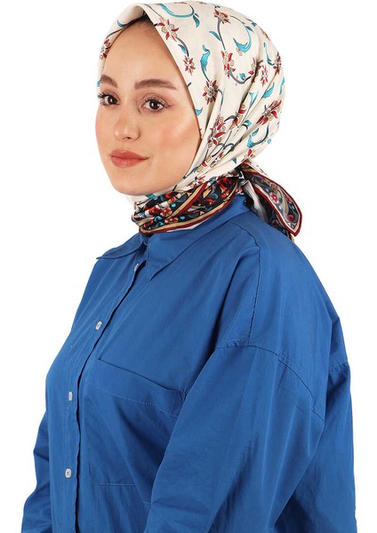 Bordo Kır Çiçeği Desen Ipeksi Eşarp
